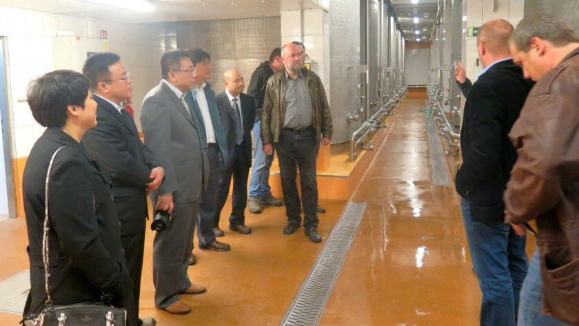 Čínská delegace při prohlídce vinařského provozu na jižní Moravě